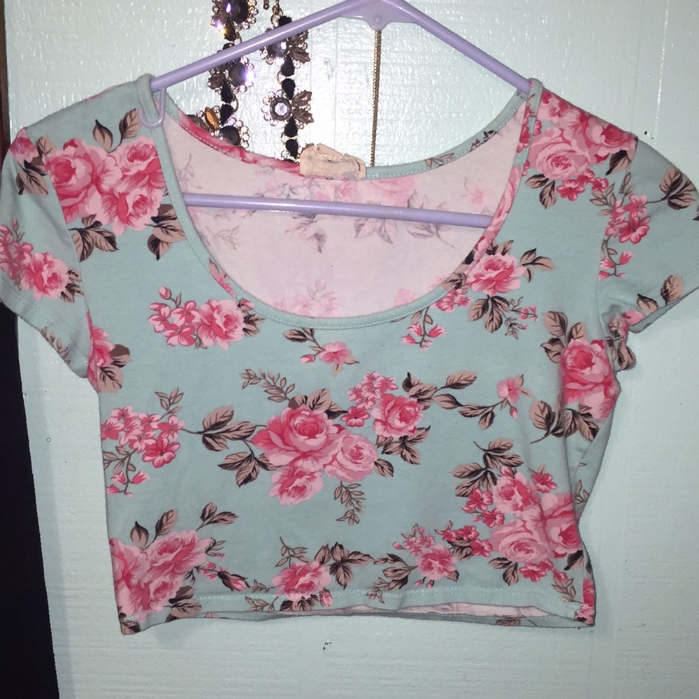 Tiffany Blue Floral Crop Top
